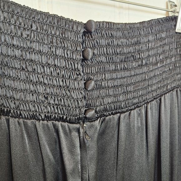Vintage 100% Silk Pants Womens Size 6 Black High Waist Ruched Buttoned Back - Picture 8 of 12